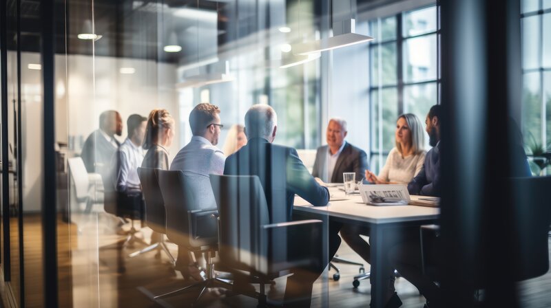 business people meeting in glass office